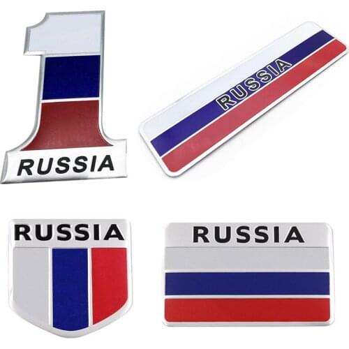 Aluminum Metal Decal Russia National Flag Badge Car Front Grill Grille Emblem Sticker Motorcycle Racing Sports Car stickers