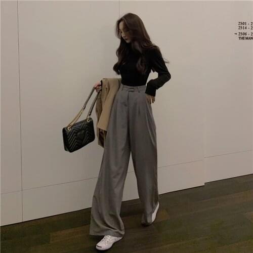 Spring Autumn Womens Korean Wide-leg Pants High Waist Pants Loose Casual Suit Mopping Capris Fashion Tide WA217