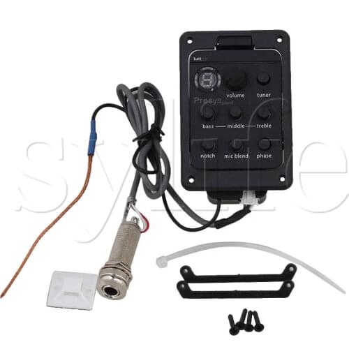 Black Guitar Preamp Piezo Pickup Tuner Plastic 301 Folk Acoustic Pickup