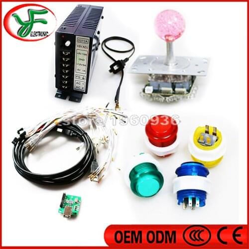 DIY Jamma Arcade game kits for 1 player USB controller board with led joystick 5V Push buttons