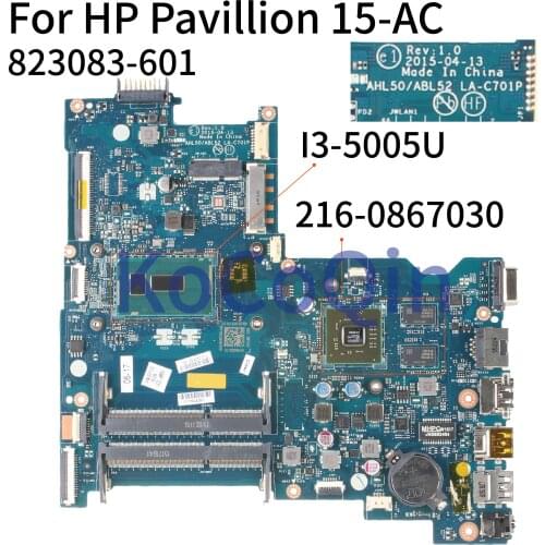 KoCoQin Laptop motherboard For HP Pavillion 15-AC 250 G4 SR244 I3-5005U Mainboard 822042-001 822042-601 LA-C701P 216-0867030