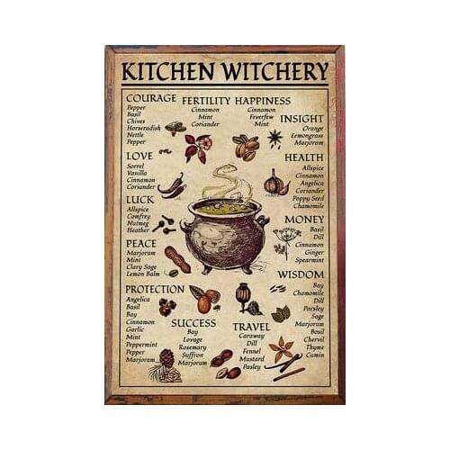 Kitchen Witchery Poster Witches Poster Halloween Kitchen Blessing Halloween Recipe Signs Vintage Metal Sign Poster