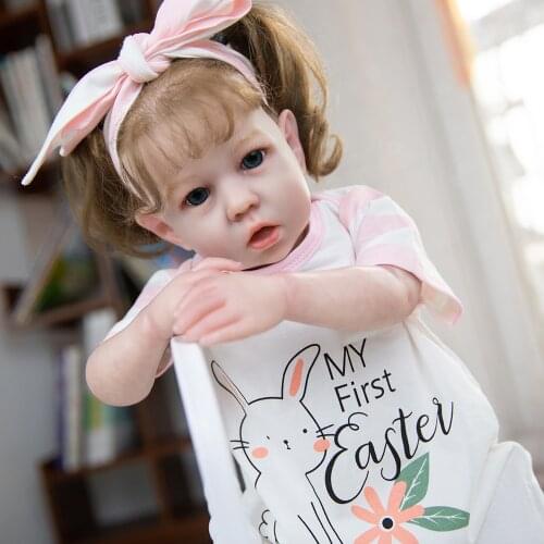 Hoomai Cute Curls Hair Liam 20" Reborn Baby Doll Soft Silicone Vinyl Dolls Toy For Child Birthday Reborn Baby Doll