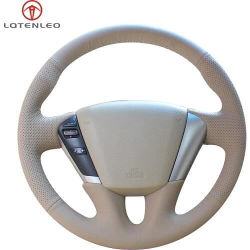 LQTENLEO Beige Leather Car Steering Wheel Cover For Nissan Teana 2008 2009 2010 2011 2012 Murano 2009-2014 Quest 2011-2017