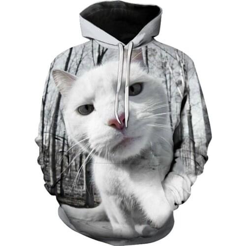 Cartoon Kawaii Lovely Animal Cat Print Hooded Sweatshirts Women Men Oversize Loose Casual Hoodies Female Harajuku Pullover Tops