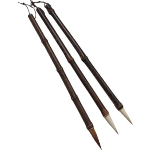 Chinese Brush Pen Set Bamboo Weasel Hair Writing Brushes 3pcs Small Regular Script Brush Pen Special Chinese Painting Brush Pen