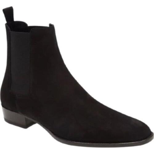 New Mens Black Suede Chelsea Boots Mens Rock Style Ankle Boots Business Dress Boots Knight Boots Hot Mens Boots 5KE406