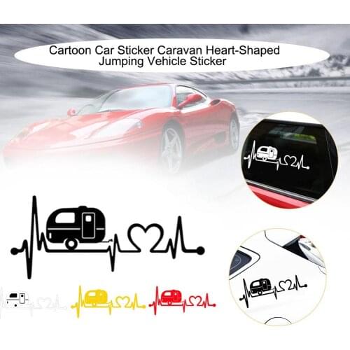 NEW Cartoon Car Sticker Caravan Heart-Shaped Jumping Vehicle Sticker