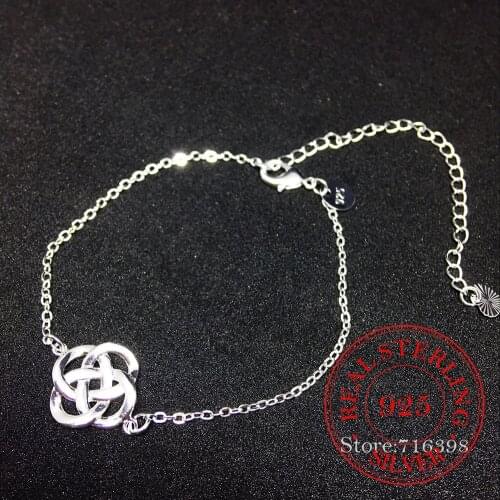 925 Sterling Silver Chinese Knot Anklets for Women Personalized Bracelets&Bangle Birthday Gift pulseras mujer moda