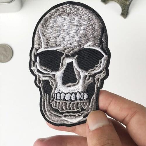PGY Punk Rock Skull Embroidery Patches Various Style Flower Rose Skeleton Iron On Biker Patches Clothes Stickers Appliques