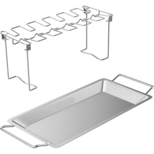 Chicken Wing Leg Holder Rack Barbecue BBQ Grill Rack Drip Pan Foldable