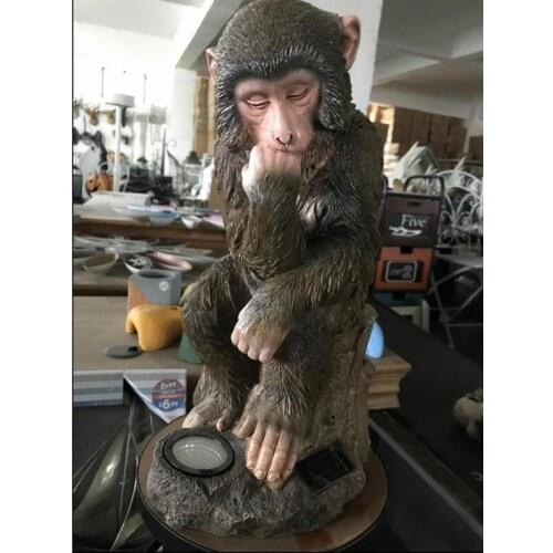 Resin handicraft wholesale home villa garden furnishing piece garden decoration creative animal monkey solar lamp