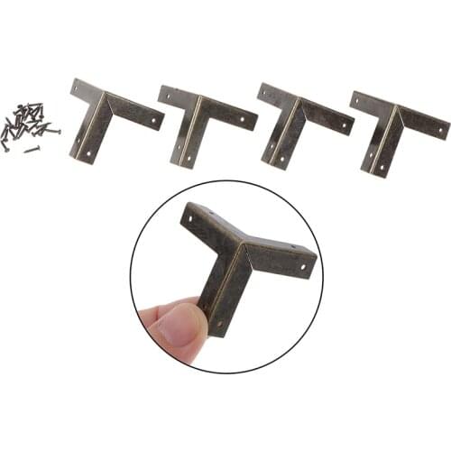 4Pcs Wooden Box Coner,Wine Box Protector,Furniture Hardware Cover Triangle Corners Antique Bronze Tone Hollow Pattern