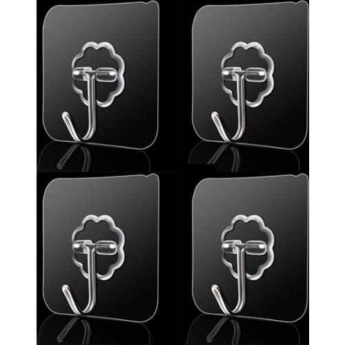 Oauee Transparent Strong Self Adhesive Door Wall Hangers Hook Suction Heavy Load Rack Cup Sucker for Bathroom Kitchen Hooks