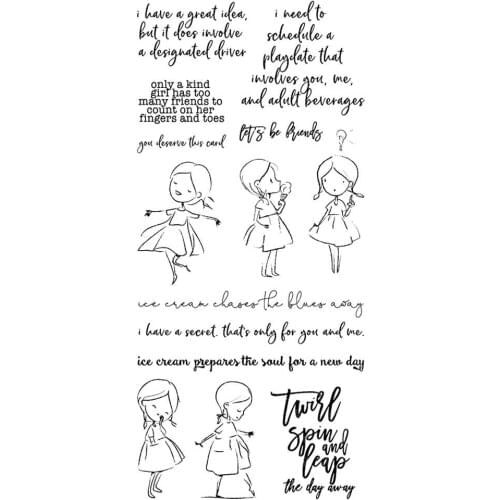 Girl Clear Stamp Or stamp for DIY Scrapbooking/Card Making/Kids Fun Decoration Supplies A060