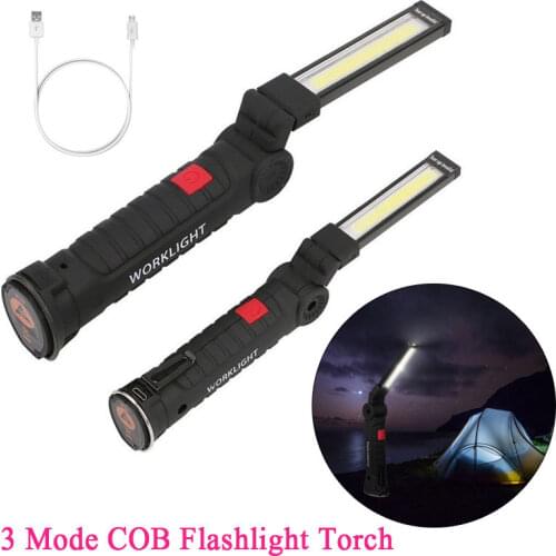3 Modes COB Working Flashlight LED Torch Vehicle Repairing Lamps USB Rechargeable Magnetic 180 rotating Portable Foldable Lights