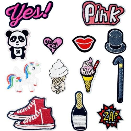 Panda Pink Shoe Needlework Knitwear Fabric Textile Sewing Alternative Epaulette Logo Decoration Stickers Dresses Coats