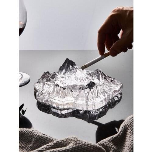 Nordic Mount Fuji Glass Ashtray Creative Luxury High-end Cigar Ashtray Modern Office Desktop Decoration Small Ornaments Gifts