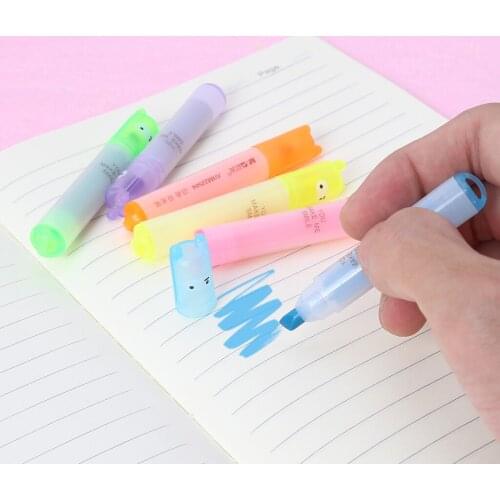 Brand New and High Quality 6x Korean Creative Mini Highlighter Lovely Cartoon Marking Pen Office Stationery