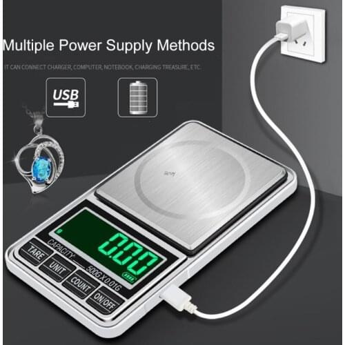 USB Charging Digital Pocket Scale 500g/0.01g Electronic Protable Digital Jewelry Scales