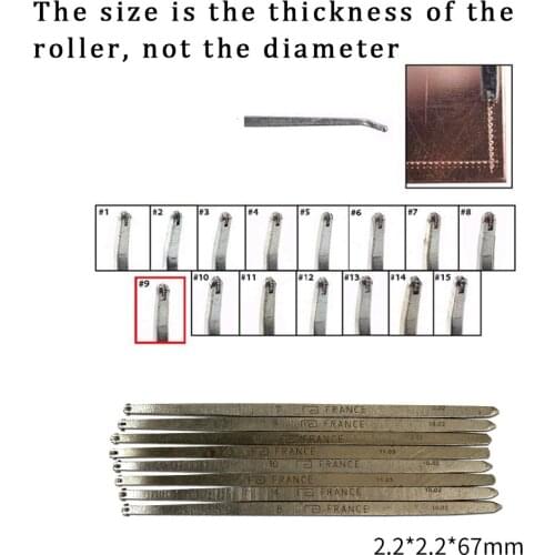High Quality size 5-15 Millgrain Wheels 11pcs HSSL Square Handle 67mm Jewelry Making Tools Knife For Graving Jewelry Tools