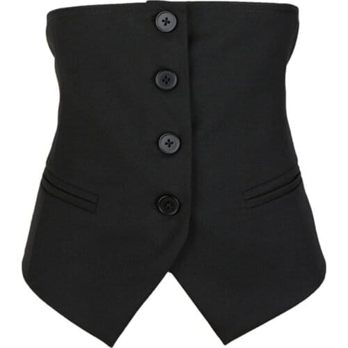 Women Half Suit Vest Girdle Waist Cinchers Solid Black Adjustable Corset Front Button Dress Belt fashionable Accessories