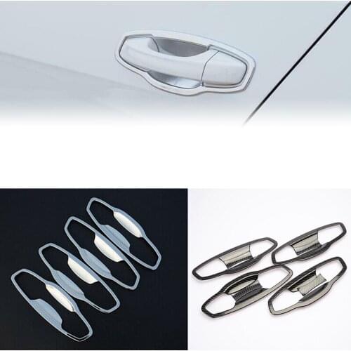 1 Set Car Door Handle Bowl Covers Trim ABS Carbon Fiber Chrome Protective Cap Auto Decoration Accessories For VW Golf 7/7.5rline