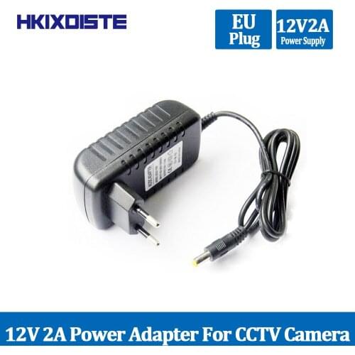 1PCS 12V2A AC 100V-240V Converter Adapter DC 12V 2A 2000mA Power Supply EU Plug 5.5mm x 2.1-2.5mm for LED CCTV Free Shipping