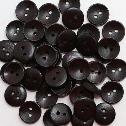 11.5mm 100PCs Natural Wood Round Wooden Buttons Coffee Red DIY Sewing Scrapbooking For Clothes Handmade 2 Holes