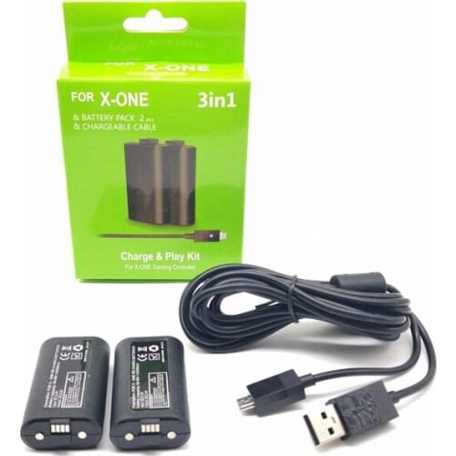 2pcs 1400mAh Rechargeable Battery Pack with USB Charging Cable For Microsoft XBOX ONE Controller Replacement Gamepad Bateria Kit