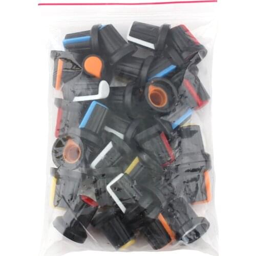 30PCS/lot WH148 Potentiometer Knob Cap(copper core) 15X17mm 6mm Shaft Hole AG2 Power Adapter switch Caps 5value*6PCS=30PCS