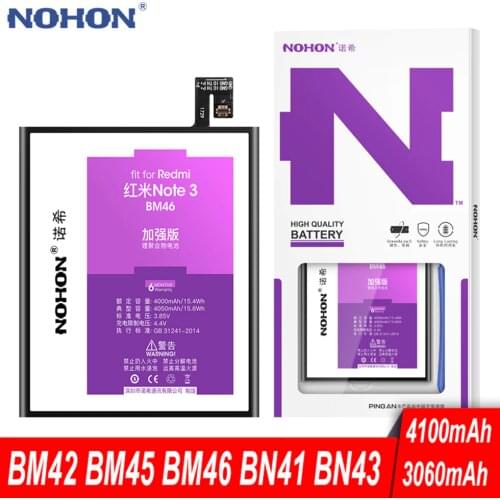 NOHON Battery BM45 BM46 BN41 BN43 For Xiaomi Redmi Note 2 3 Pro 4 X 4X Global Hongmi Note2 Note3 Phone Replacement Bateria