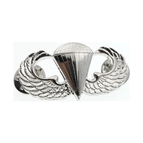 US ARMY AIRBORNE PARATROOPER PARACHUTIST JUMP WINGS BADGE INSIGNIA PIN Silver