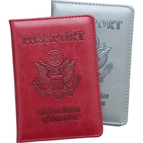 United States Passport Holder USA Passport Case Wallet Print Emblem Leather Men Women Travel Document Credit Card Organizer