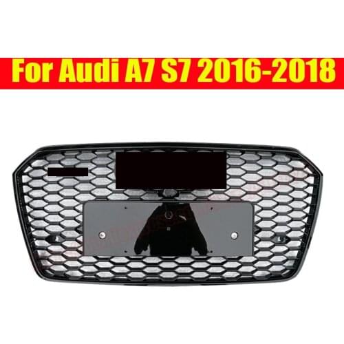Rs7 style sport Silver black front hex mesh honeycomb hoodgrill gloss for audi a7 s7 2016 16 2017 17 2018 18 car accessories