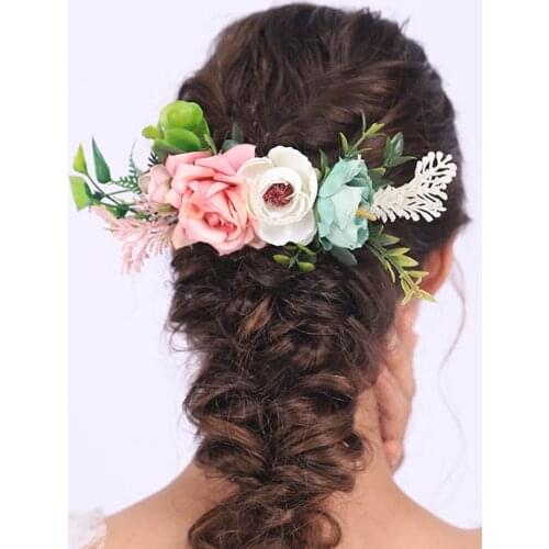 Bohemian Hair Comb Fairy Flower Crown Chic Wedding Bridal Hair Accessories Handmade Decoration Headwear for Elegant Women