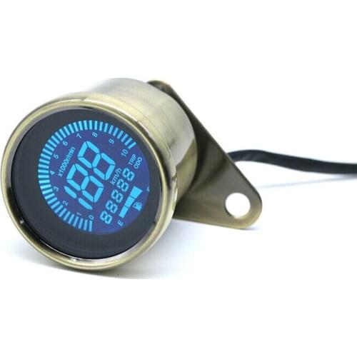 Digital LCD Retro Bronze Odometer Tachometer Speedometer Universal Motorcycle