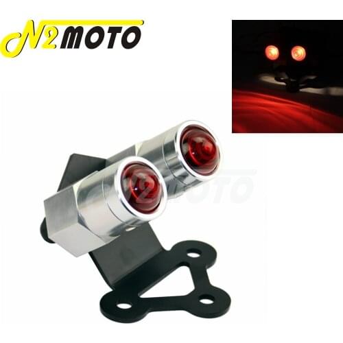 CNC Aluminum Silver Motorcycle Twin Taillights Whisky Dual Tail Brake Light License Plate Lamp Bracket for Harley Cafe Racer