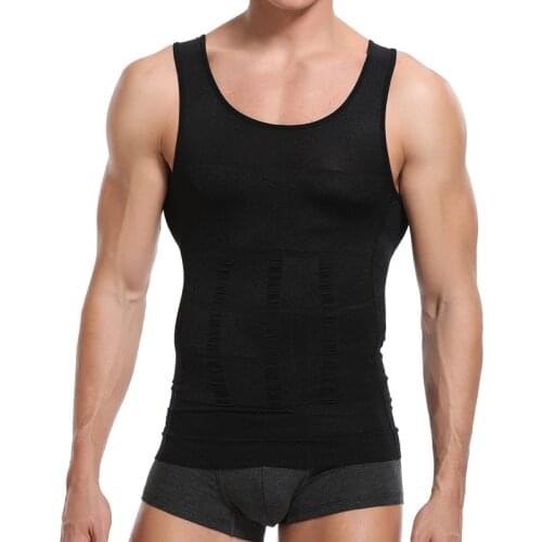 Men Compression Shirt Slimming Body Shaper Vest Waist Trainer Corset Tummy Control Shapewear Abdomen Undershirt
