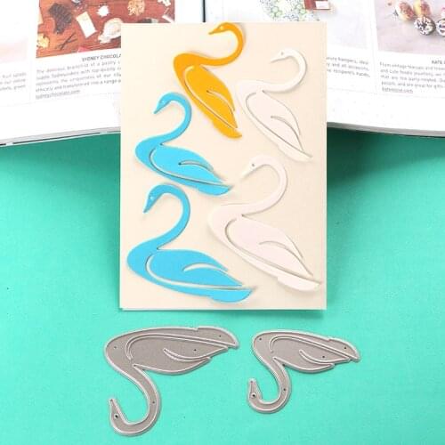DUOFEN METAL CUTTING DIES 050019LS 2pcs swans hollow embossing stencil DIY Scrapbook Paper Album 2018 new