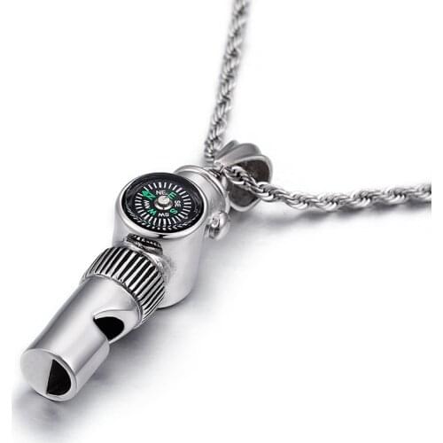 Fate Love New style Biker stainless steel titanium steel Compass whistle Pendant mens jewelry necklace XMAS Gifts