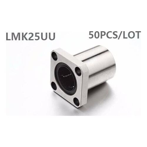50PCS/LOT LMK25UU flange type linear ball bearings,square flange linear bearing flanged linear ball bearing CNC router/3D print