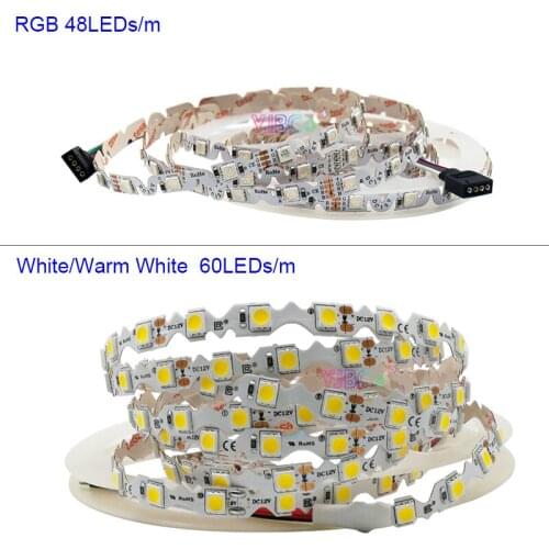 5M DC12V S type bendable LED Strip Light 48leds/m SMD 5050 RGB 60leds/m White/Warm White Flexible Lamp Tape Non waterproof IP20