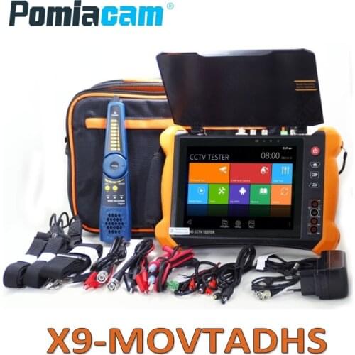 X9ADHS X9MOVTADHS 8"touch screen IP camera tester for IP TVI CVI AHD SDI 4K H.265 camera testing PTZ controller with TDR, Cable