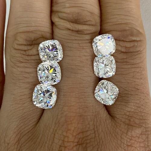 12x12MM White D Clarity VVS Loose Moissanite Cushion Cut Stones Synthetic Gemstones for Engagement Ring