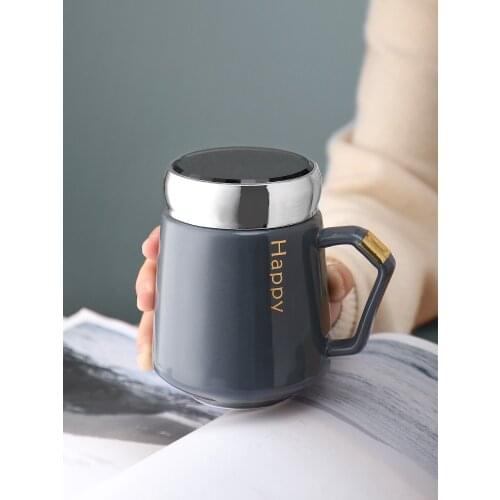 430ml large capacity ceramic mug creative home use water cup with lid practical office coffee men and women couple tea cup