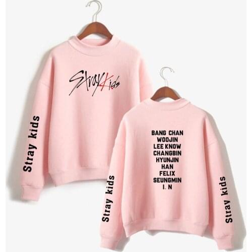 Kpop Stray Kids Turtleneck Hoodies Women Men Harajuku Hip Hop Sweatshirt Straykids All Member Names Printed Fleece Clothes