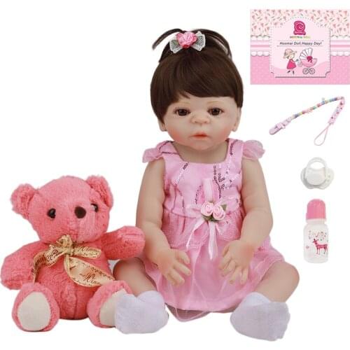 18 inches Newborn Silicone Full Body Reborn Dolls Fashion Realistic Reborn Alive Bebe Doll For Childrens Day Gifts Kids Present