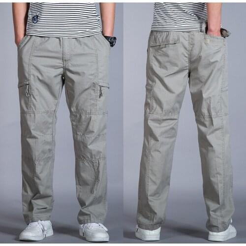 Male Summer Thin Overalls Straight Cotton Loose Trousers Super Large Fashion Comfortable Casual Pants Solid Color Size M-5XL 6XL