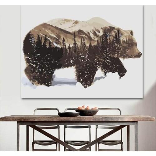 DIY painting by numbers abstract polar bear creative adult hand-painted living room decoration painting